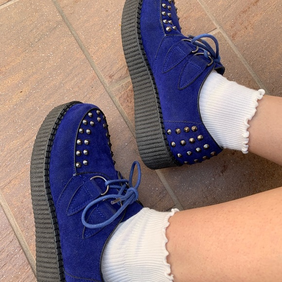 Royal Blue Studded Creepers - Picture 4 of 7